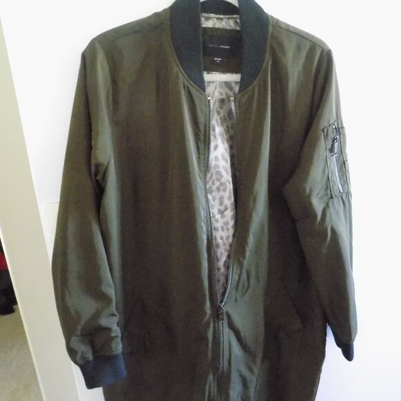 Among equals long modern lined olive black zip coat jacket 12 m - Picture 1 of 9